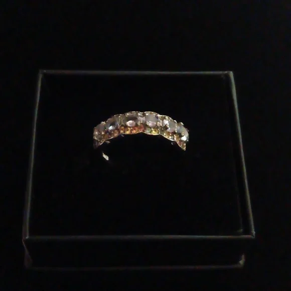 NEW SaphireTanzanite Eternity Ring Chanel Set Golden Saphires - Picture 4 of 9